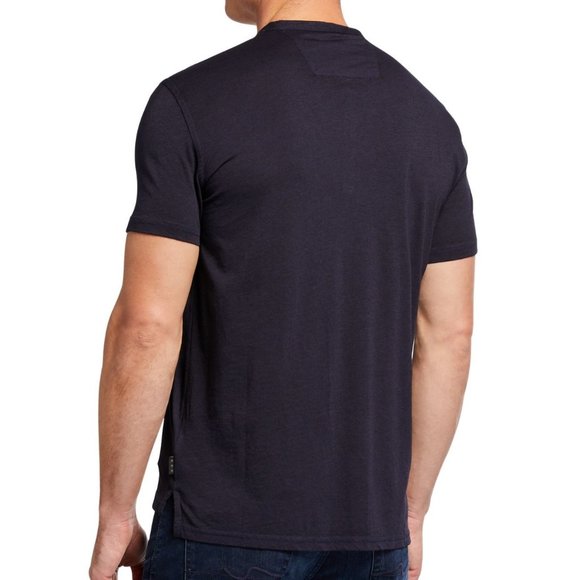 John Varvatos Burnout Jersey 3B Henley Shirt Navy - Picture 3 of 4
